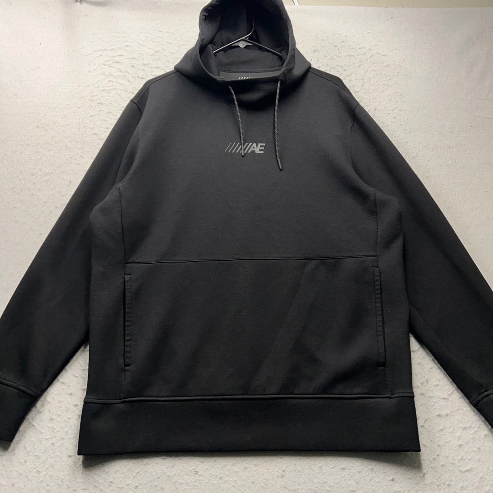 American Eagle Mens Hoodie Large Tall Black Reflective Logo Active Sweatshirt LT